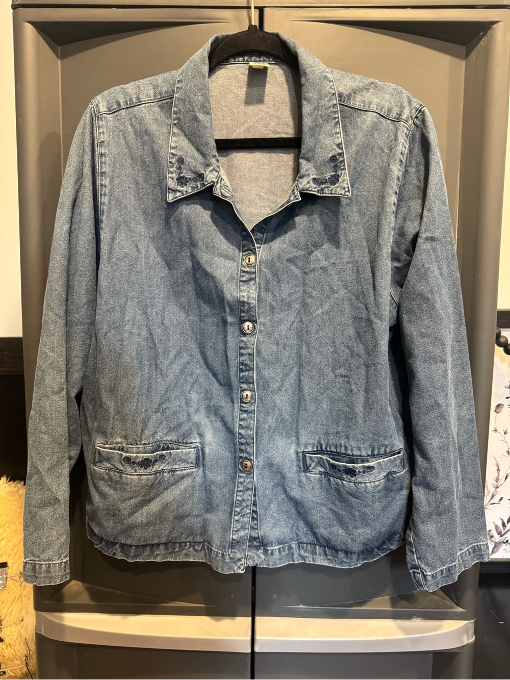 Vintage 90s Cherokee Light Blue Denim Button-Front Shacket